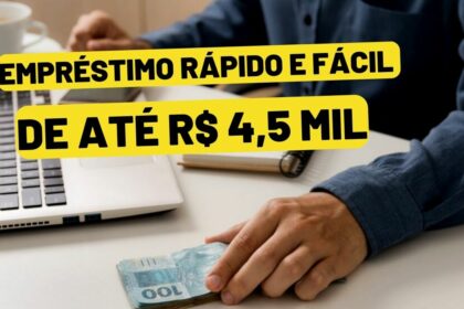 Empréstimo rápido e fácil de até R$ 4,5 mil; pessoas negativadas também consegue